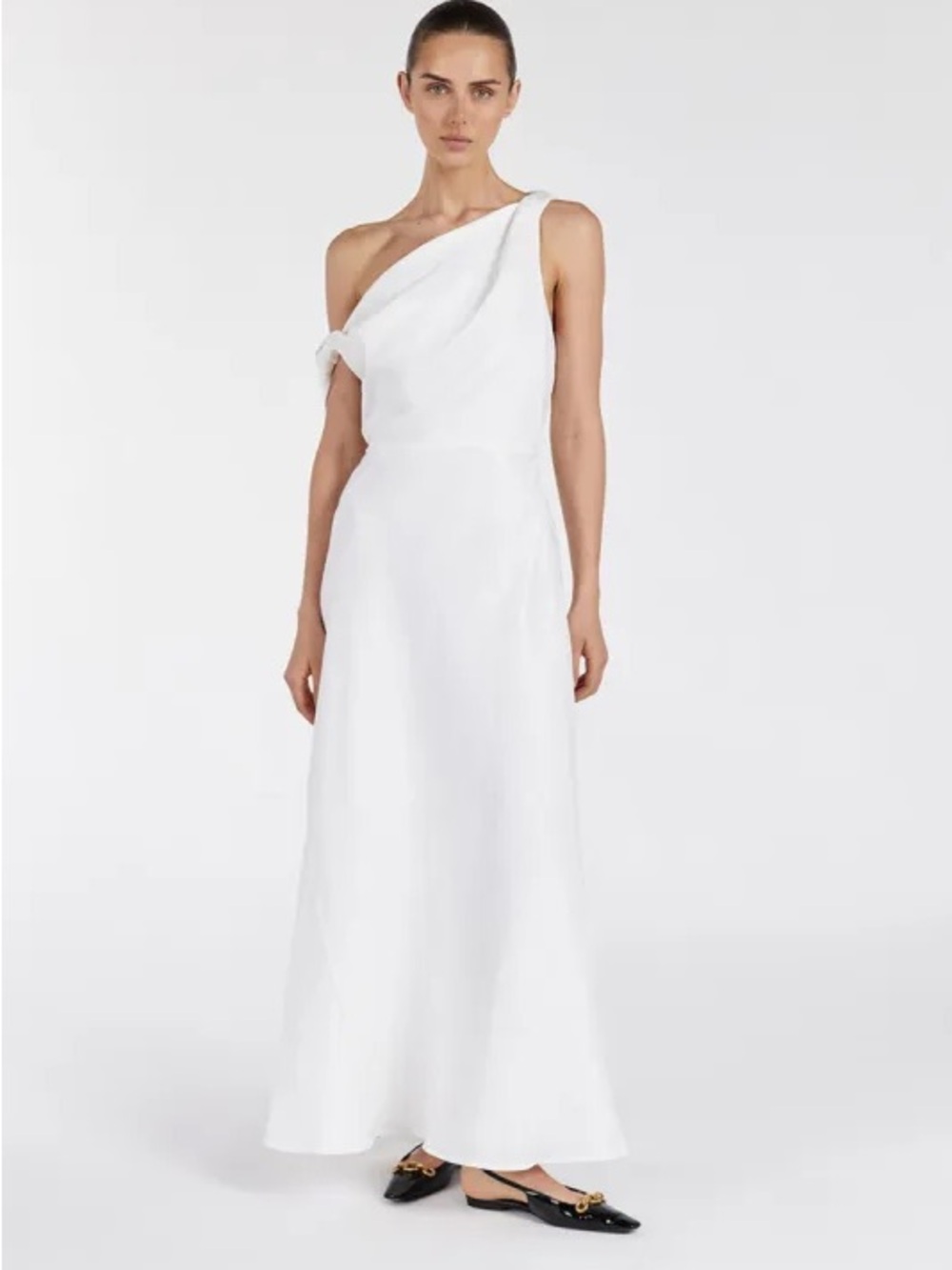 DISSH Joelle One-Shoulder White Maxi Dress